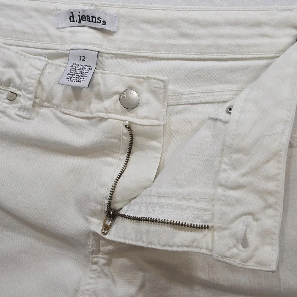 d.jeans Womens White Lace Up Ankle Straight Leg Stretch Denim Jeans Size 12